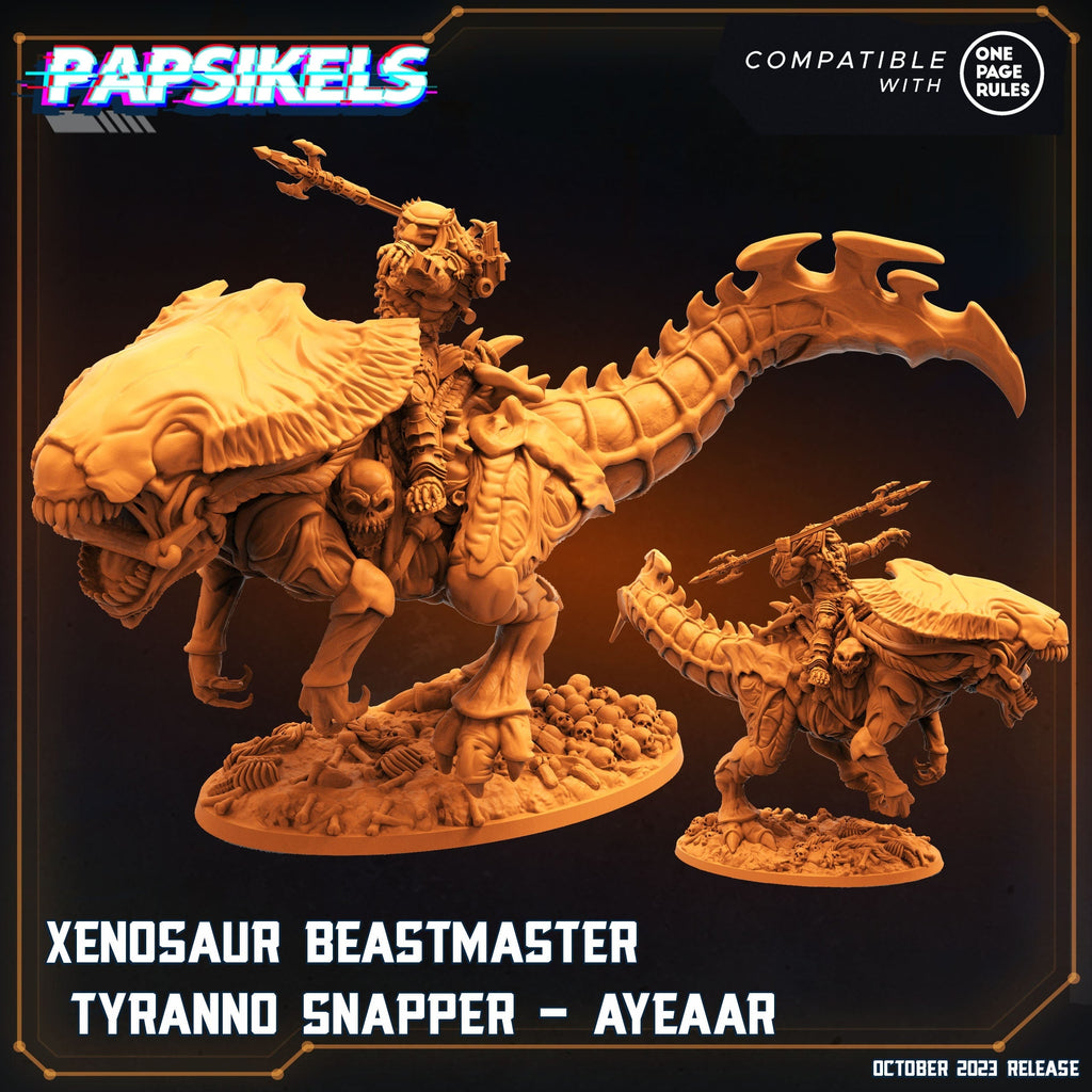 Xenosaur Tyranno Beastmaster Riders - Skull Hunters Army for Tabletop Gaming (32mm Resin Miniatures)