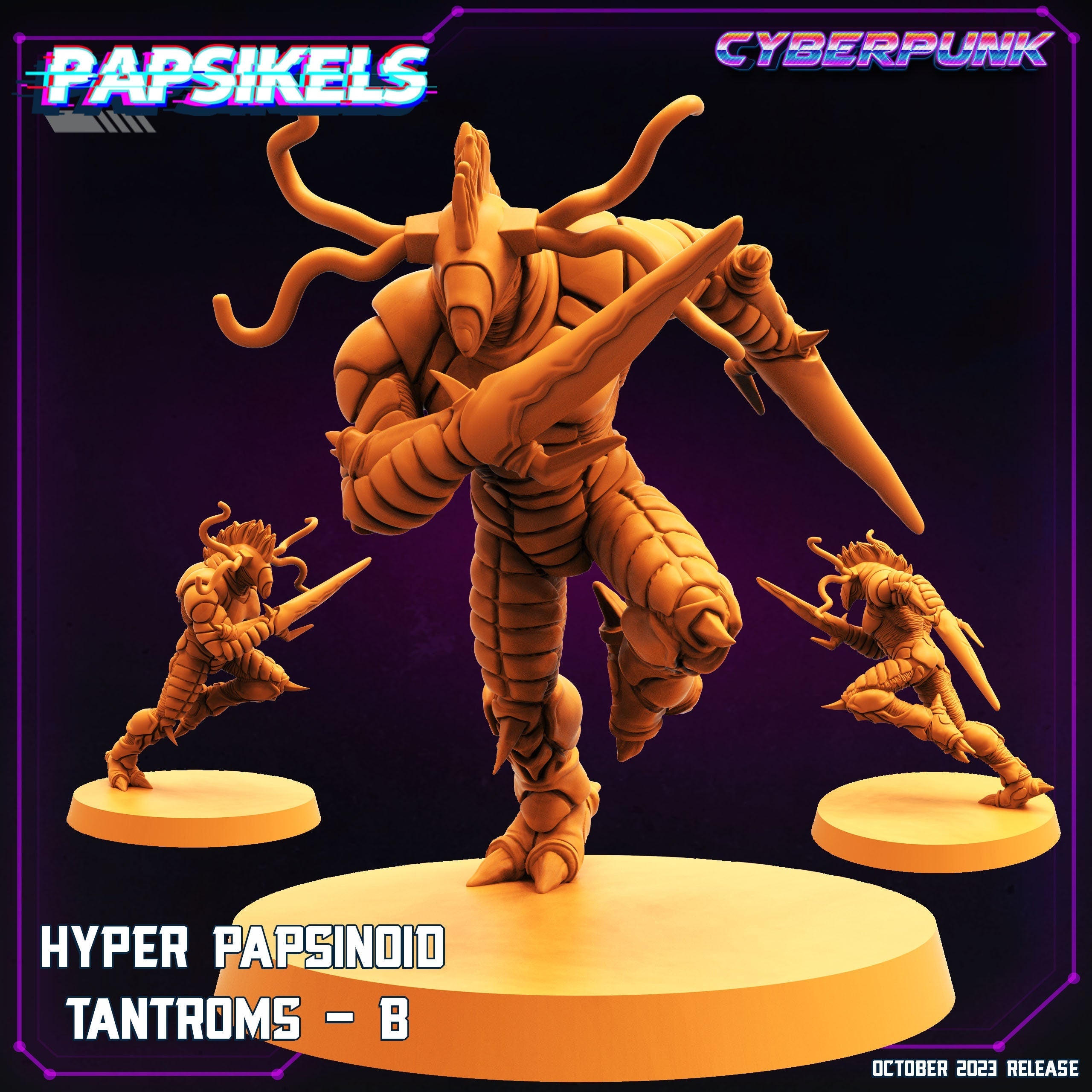 Cyberpunk Hyper Papsinoid Tantroms Guyver 32mm Miniature for RPG, TTRPG, Anime & Manga Enthusiasts