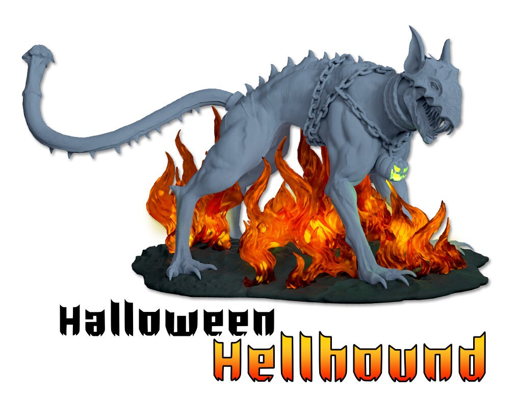 Halloween Hellhound Miniature for D&D, Pathfinder, and TTRPG - 3D Printed Atlas Faun Figure