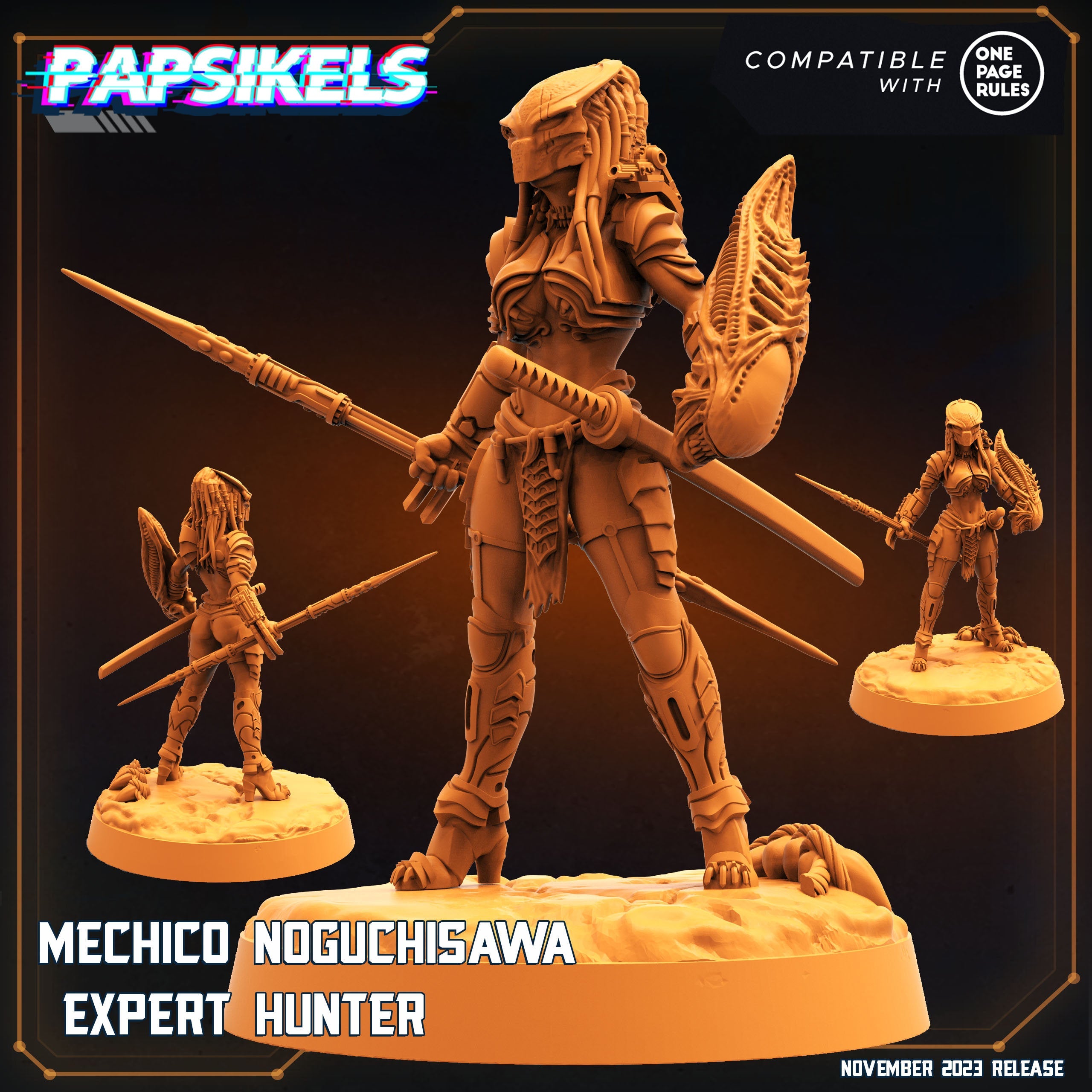 Mechico Noguchisawa Expert Hunter: Skull Hunters One Page Rule Army Miniature for Tabletop RPG