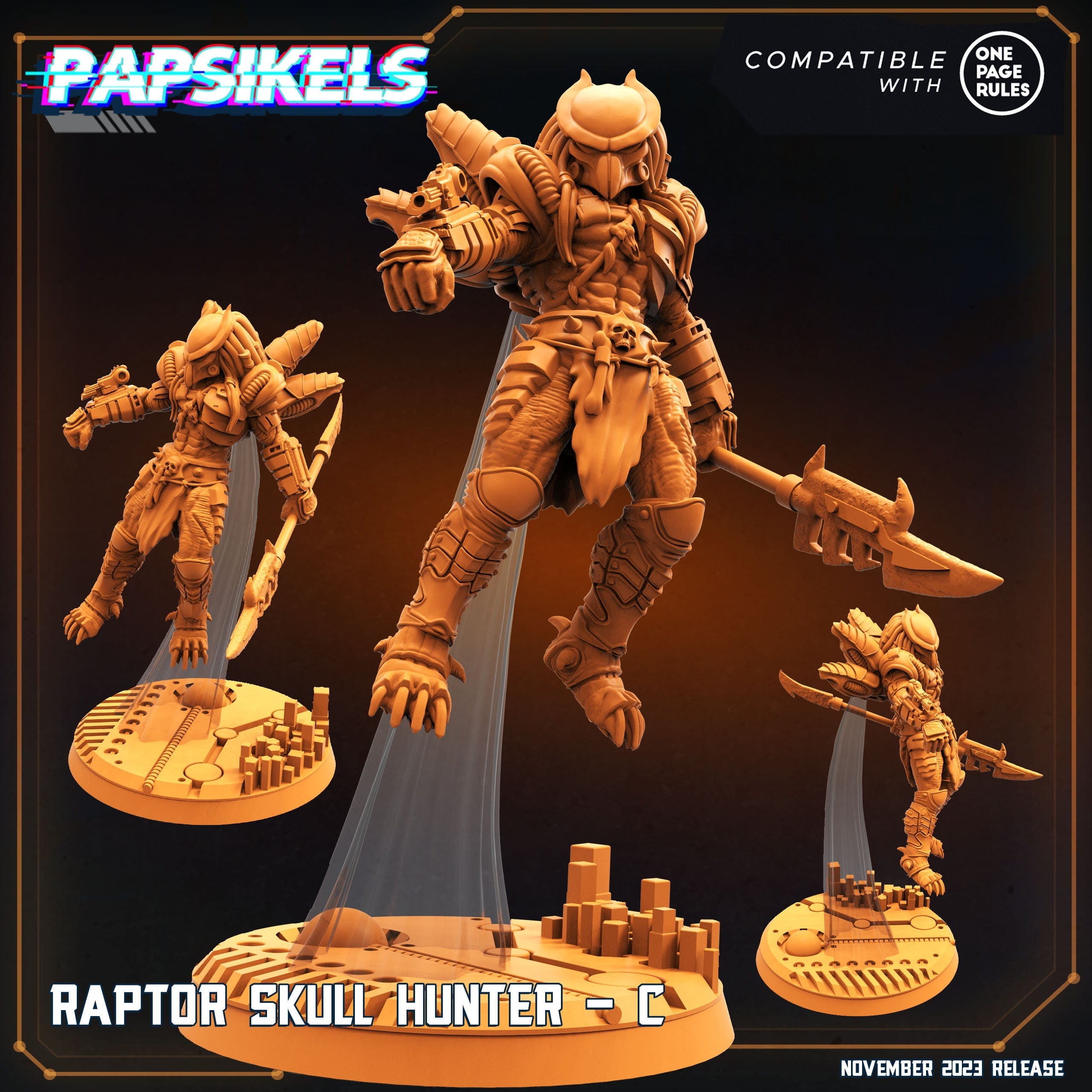 Raptor Skull Hunters Army: Guyver Hybrid Miniatures for Tabletop RPG (32mm, Resin)