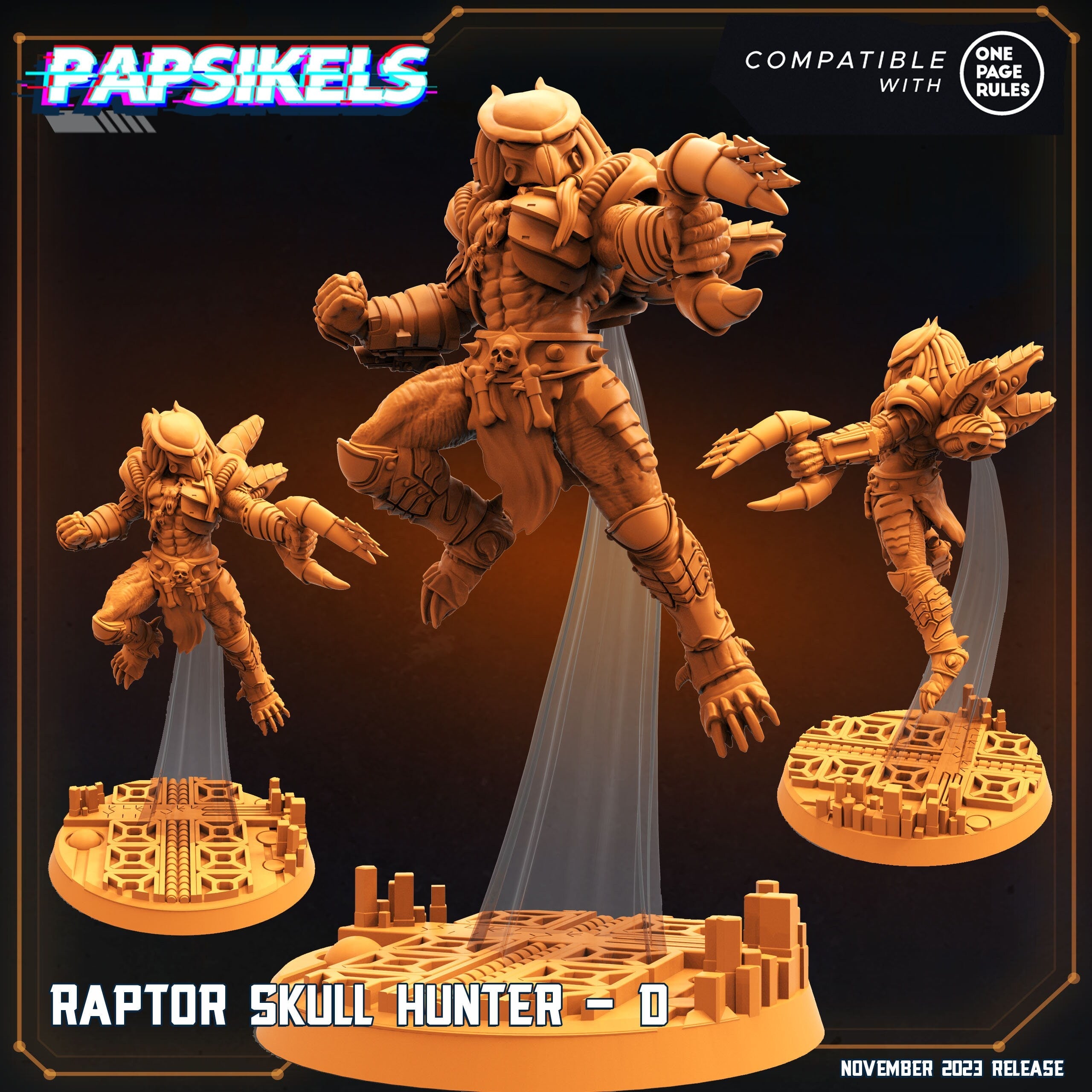 Raptor Skull Hunters Army: Guyver Hybrid Miniatures for Tabletop RPG (32mm, Resin)