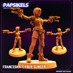Franceska Cyber Slinger: 32mm Cyberpunk Miniature for RPG, TTRPG, Judge Dredd-inspired Law Enforcer