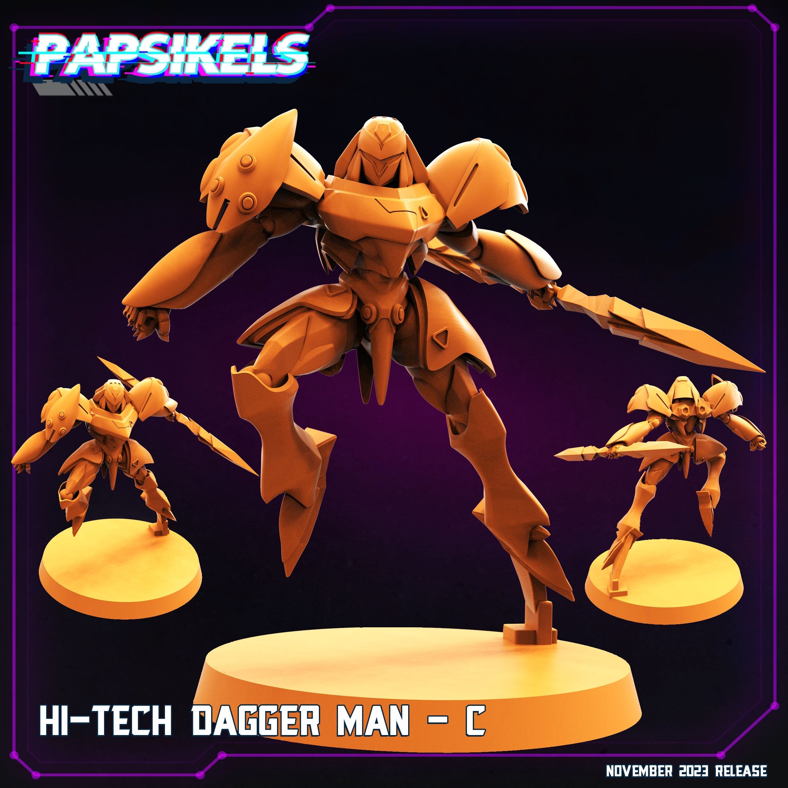 Futuristic Tekkaman Warrior Miniature: 32mm Cyberpunk Hi-Tech Dagger Man for RPG & Anime Collectors