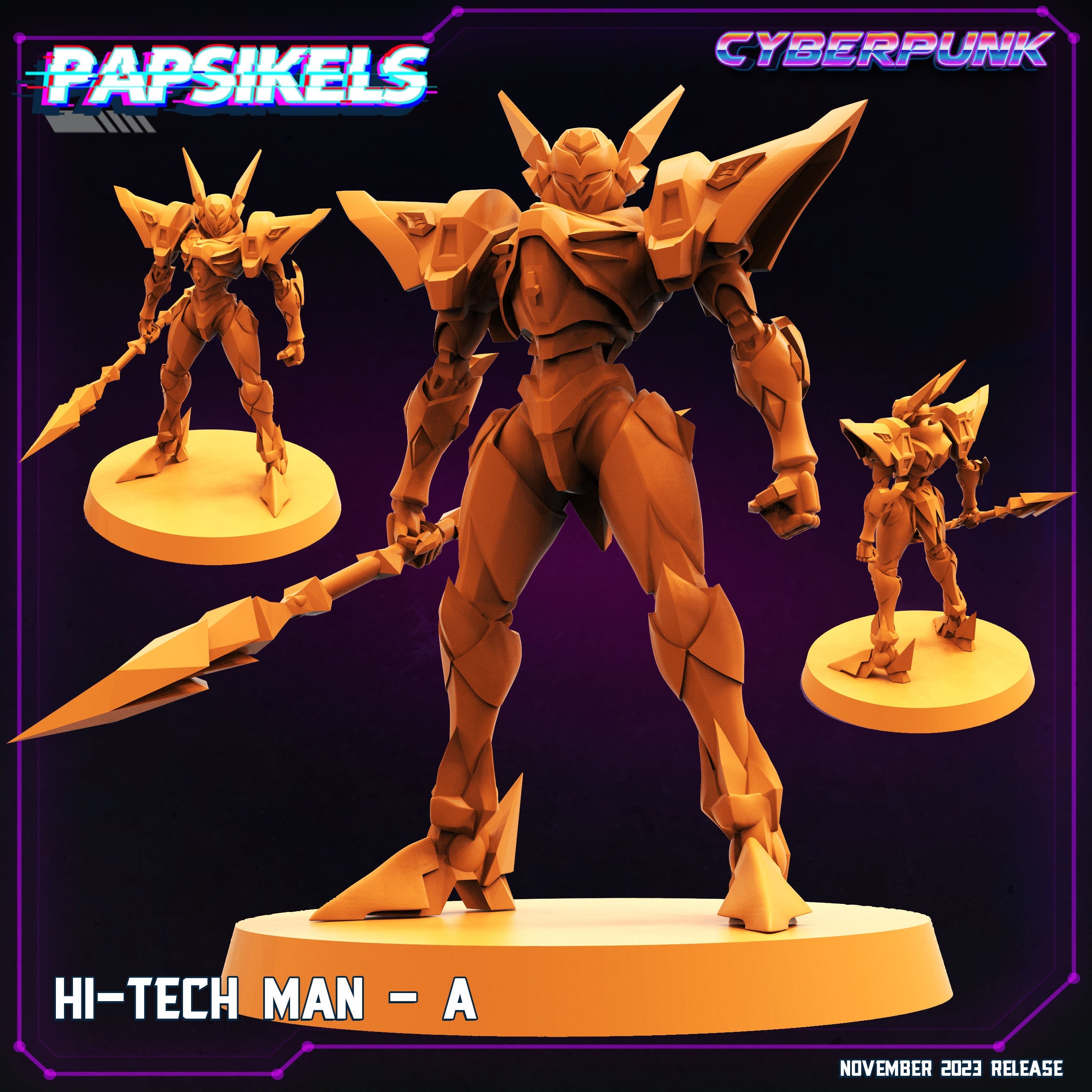Cyberpunk Hi-Tech Man Tekkaman Warrior 32mm Miniature for RPG, Anime-Inspired Tabletop Gaming