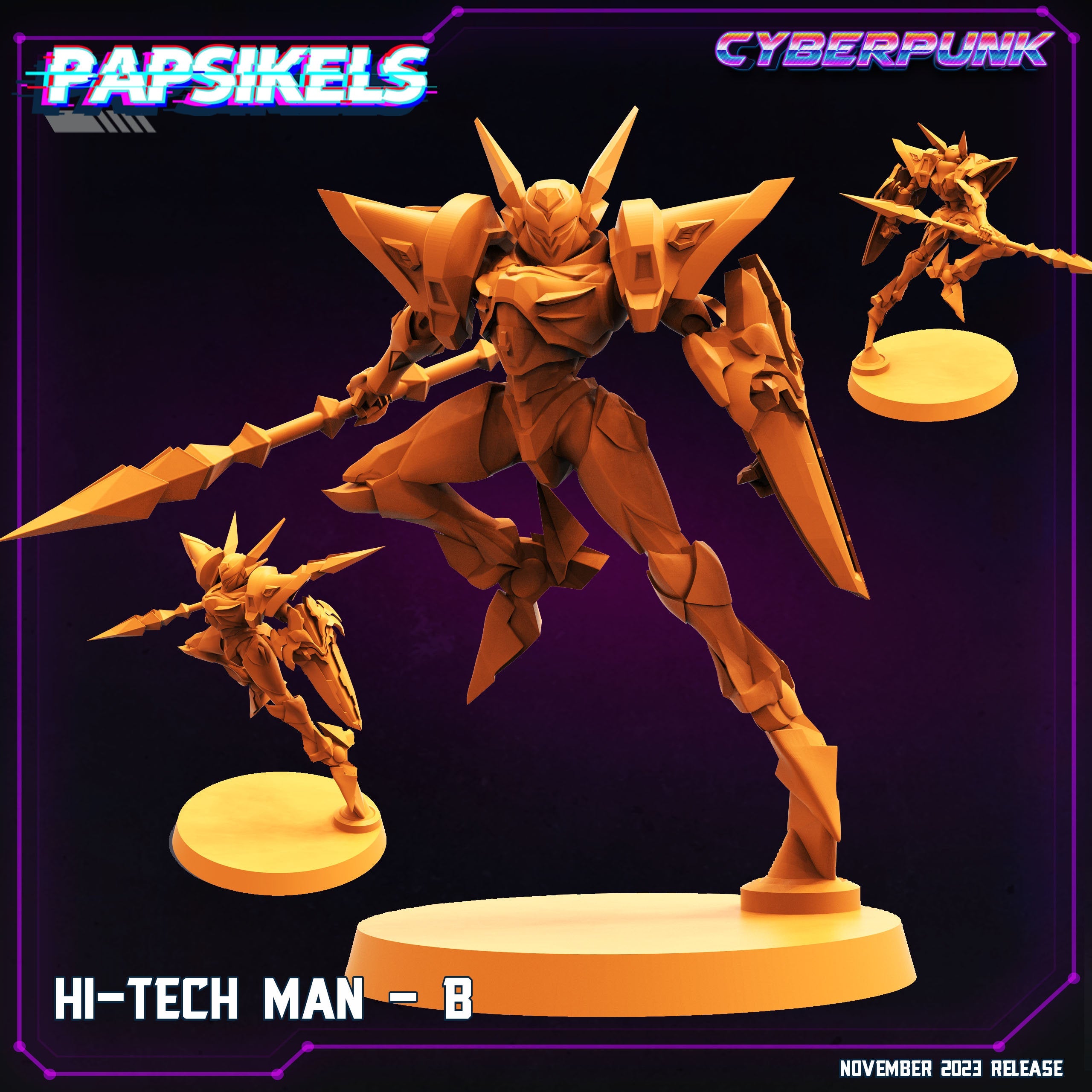 Cyberpunk Hi-Tech Man Tekkaman Warrior 32mm Miniature for RPG, Anime-Inspired Tabletop Gaming