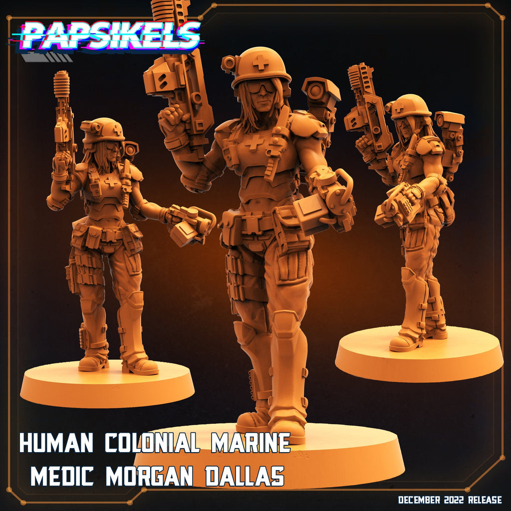 Alien vs Human Colonial Marine Medic Morgan Dallas 32mm Miniature for RPG Tabletop Gaming