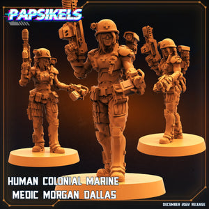 Alien vs Human Colonial Marine Medic Morgan Dallas 32mm Miniature for RPG Tabletop Gaming
