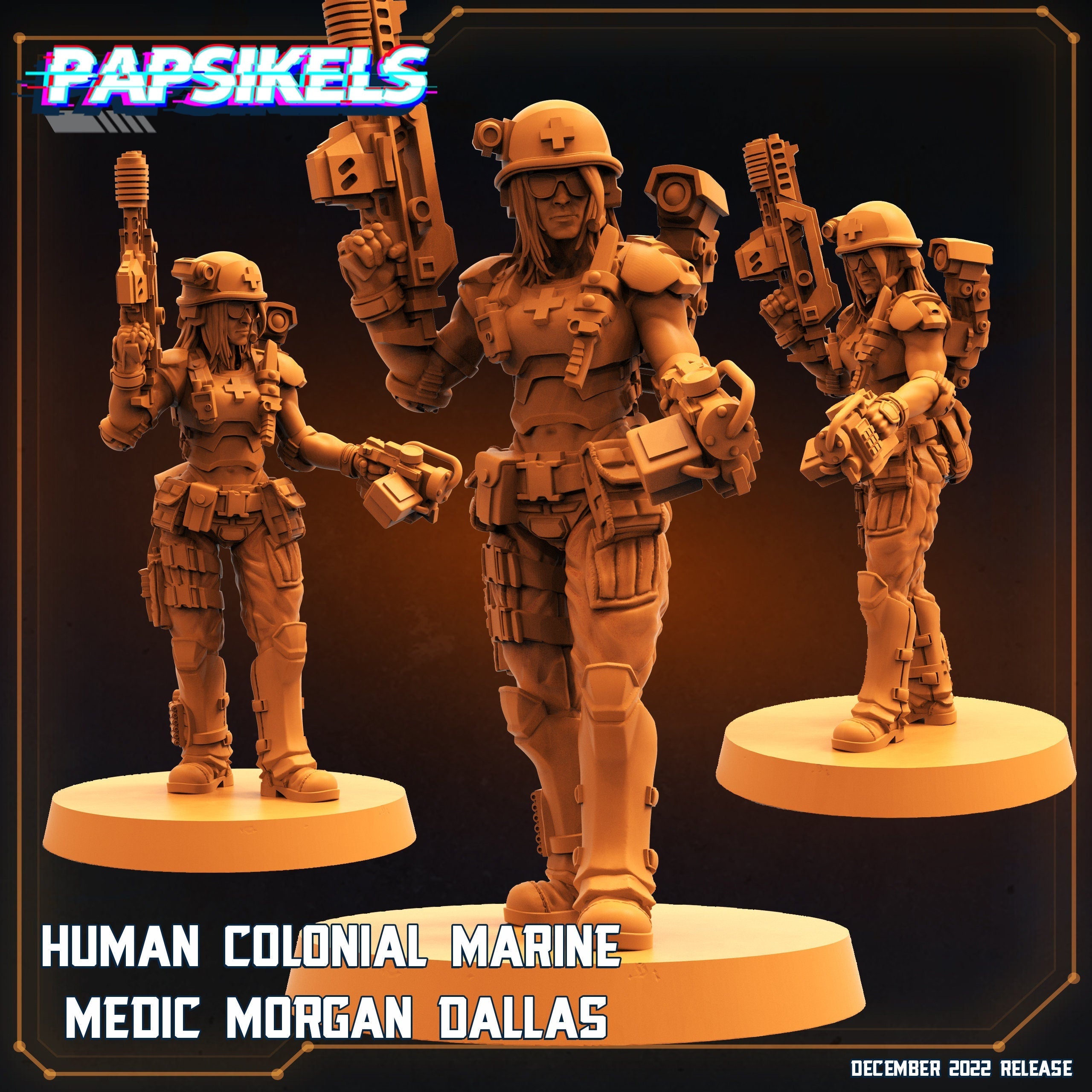 Alien vs Human Colonial Marine Medic Morgan Dallas 32mm Miniature for RPG Tabletop Gaming