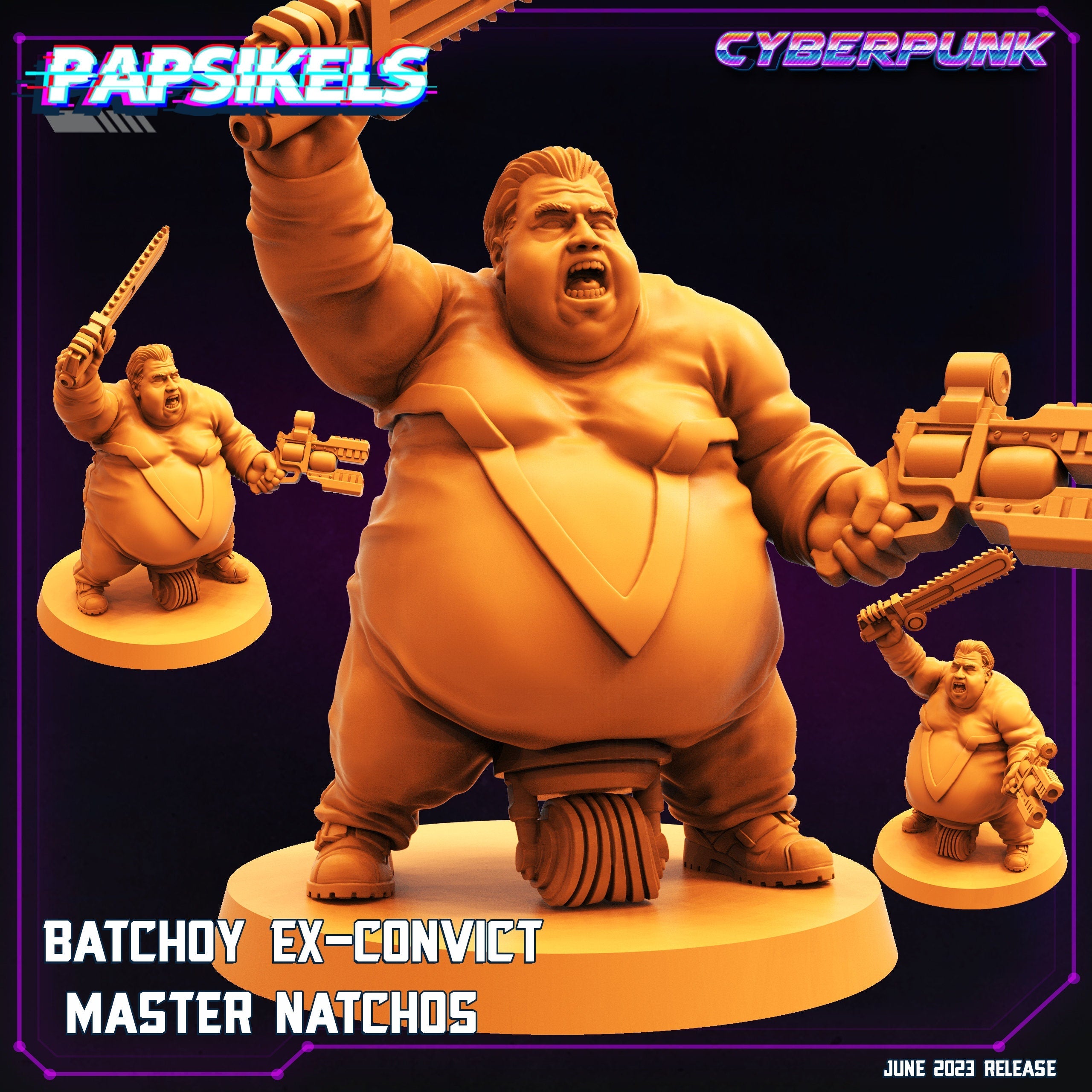 Cyberpunk Ex-Convict Master Natchos 32mm Miniature - Papsikels RPG Figurine for Tabletop Gaming