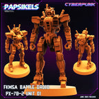 Cyberpunk Battle Droid PX-78-2 Miniature Sculpt for Wargaming, RPG, and Tabletop Games