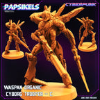 Cyberpunk Waspan Organic Cyborg Trooper Squad Miniature - Sculpted by Papsikels for Wargaming & TTRPG