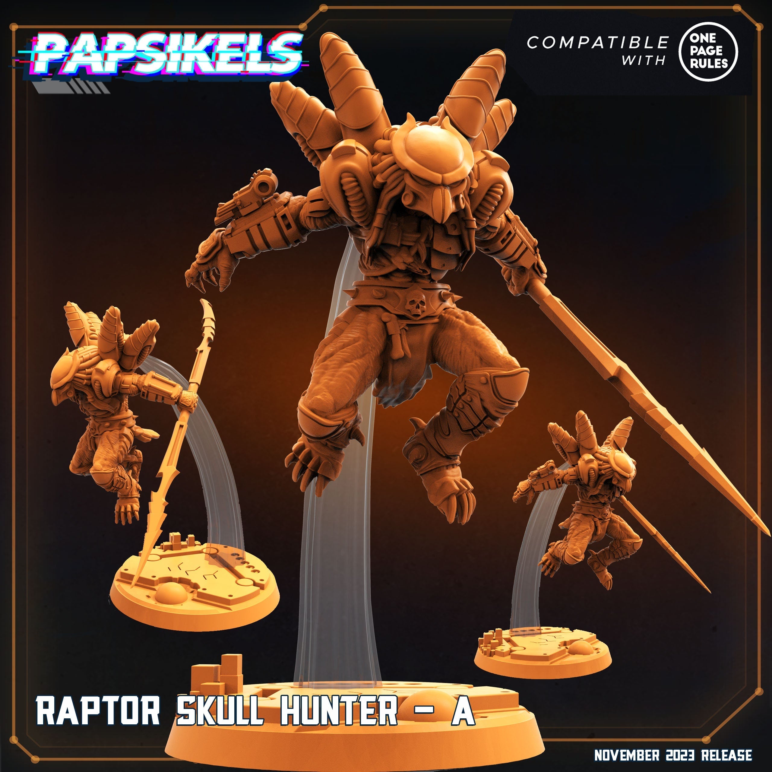 Raptor Skull Hunters Army: Guyver Hybrid Miniatures for Tabletop RPG (32mm, Resin)