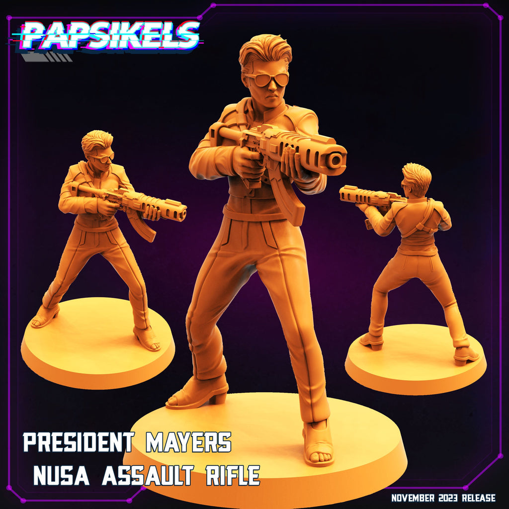Cyberpunk President Mayers 32mm Miniature for RPG - Papsikels Futuristic Law Enforcer Figurine