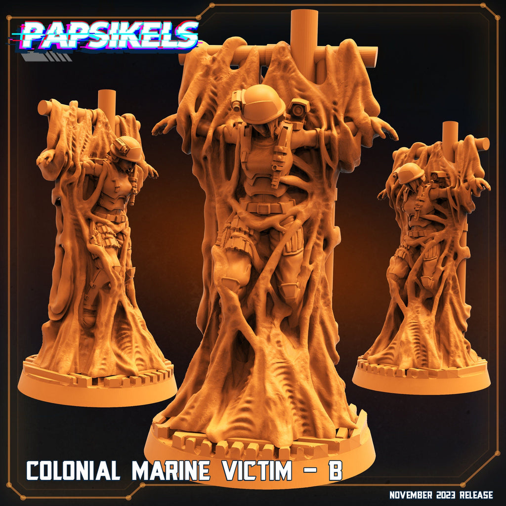 Sci-Fi Colonial Marine Victims: 32mm Miniatures for Aliens vs Humans Tabletop Gaming by Papsikels