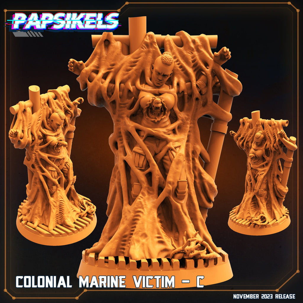Sci-Fi Colonial Marine Victims: 32mm Miniatures for Aliens vs Humans Tabletop Gaming by Papsikels
