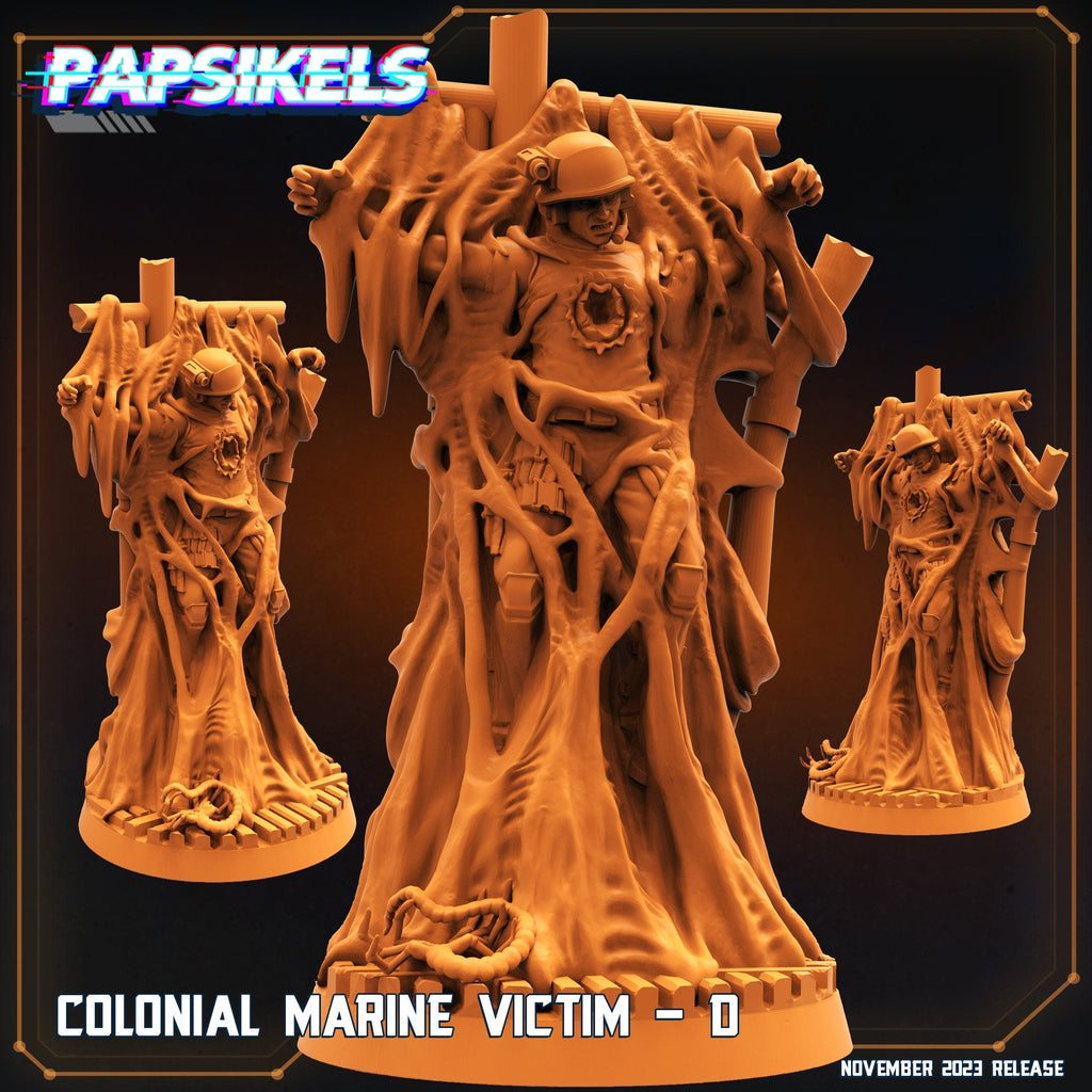 Sci-Fi Colonial Marine Victims: 32mm Miniatures for Aliens vs Humans Tabletop Gaming by Papsikels