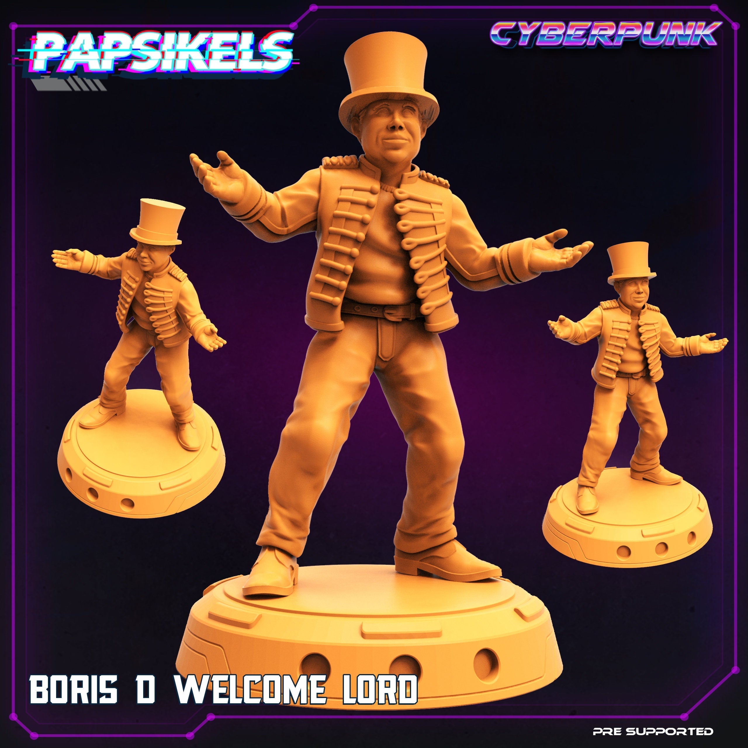 Cyberpunk Boris D Welcome Lord 32mm Miniature - Papsikels RPG Tabletop Gaming Judge Dredd Inspired Figure