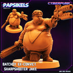 Cyberpunk Batchoy Ex-Convict Sharpshooter Jake 32mm Miniature for RPG and Tabletop Gaming by Papsikels