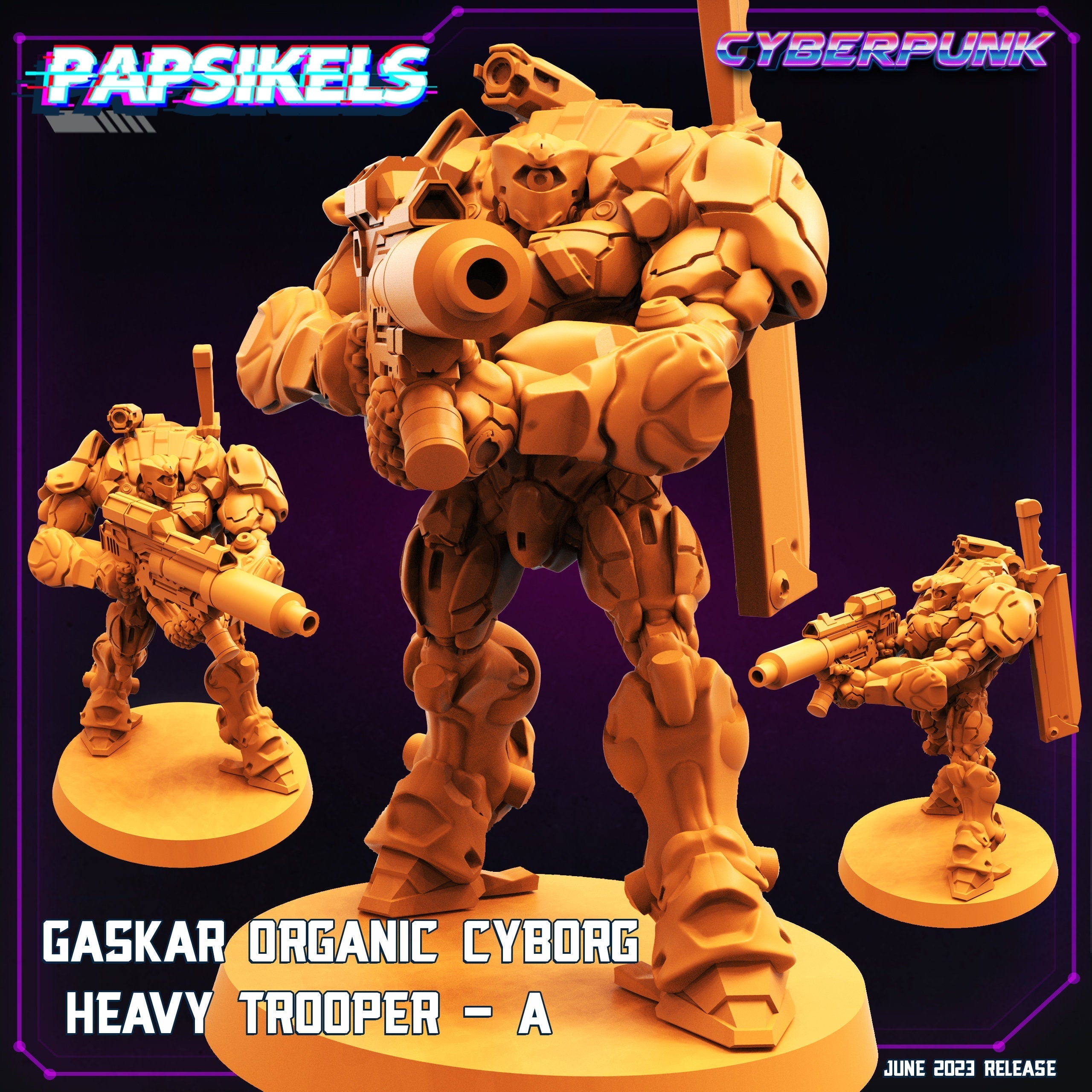 Cyberpunk Gaskar Organic Heavy Trooper Squad Miniatures for Wargaming, RPG, Sci-Fi Tabletop Battles