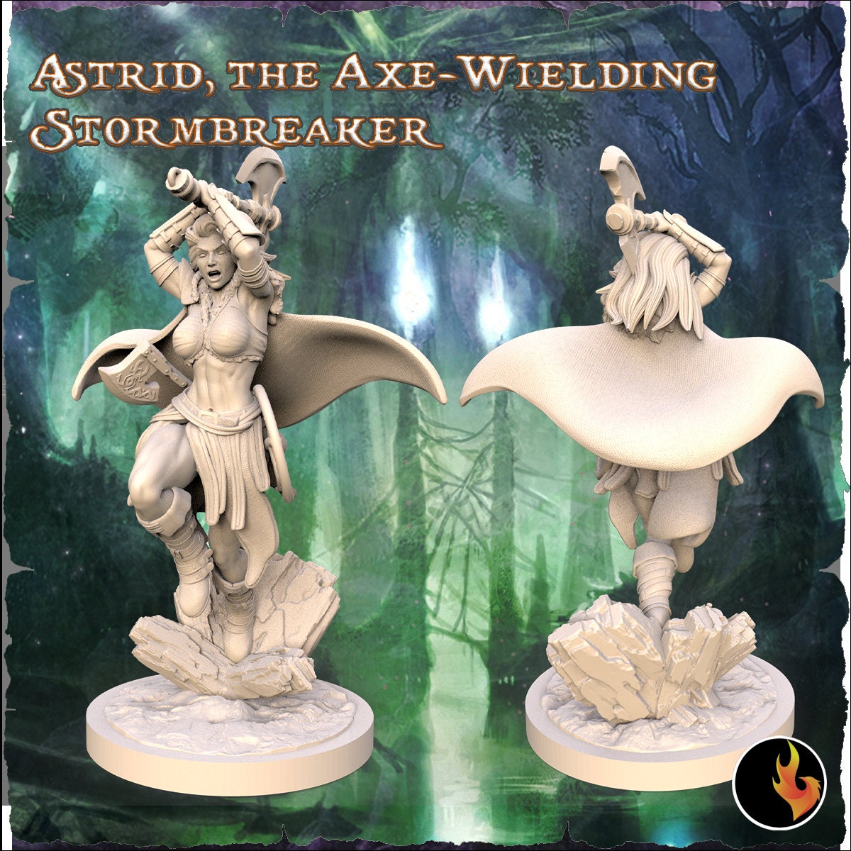 Astrid: Viking Axe-Wielding Stormbreaker Fantasy Miniature - 75mm Scale Resin Figure by Ravi Sampath
