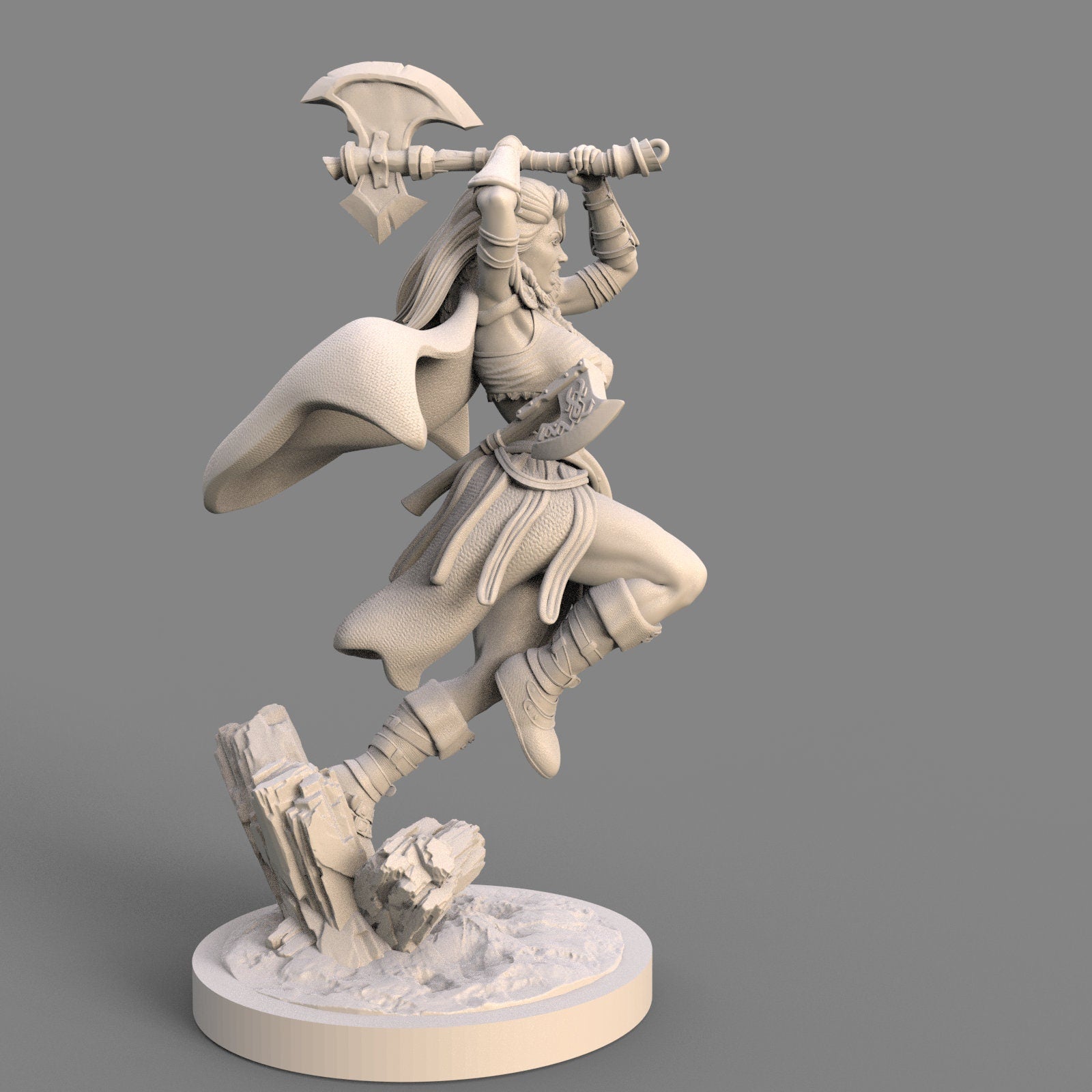 Astrid: Viking Axe-Wielding Stormbreaker Fantasy Miniature - 75mm Scale Resin Figure by Ravi Sampath