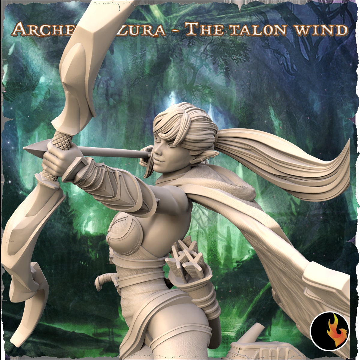 Azura the Talon Wind: 75mm Elf Archer Fantasy Miniature - Ravi Sampath Kickstarter Collection