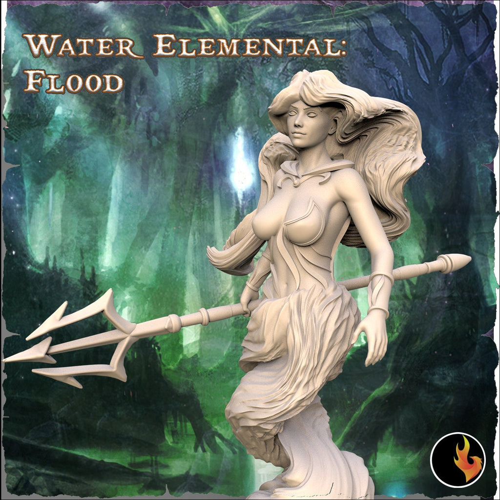 75mm Water Elemental Fantasy Girl Miniature - Resin Figurine for Collectors & Tabletop Gaming