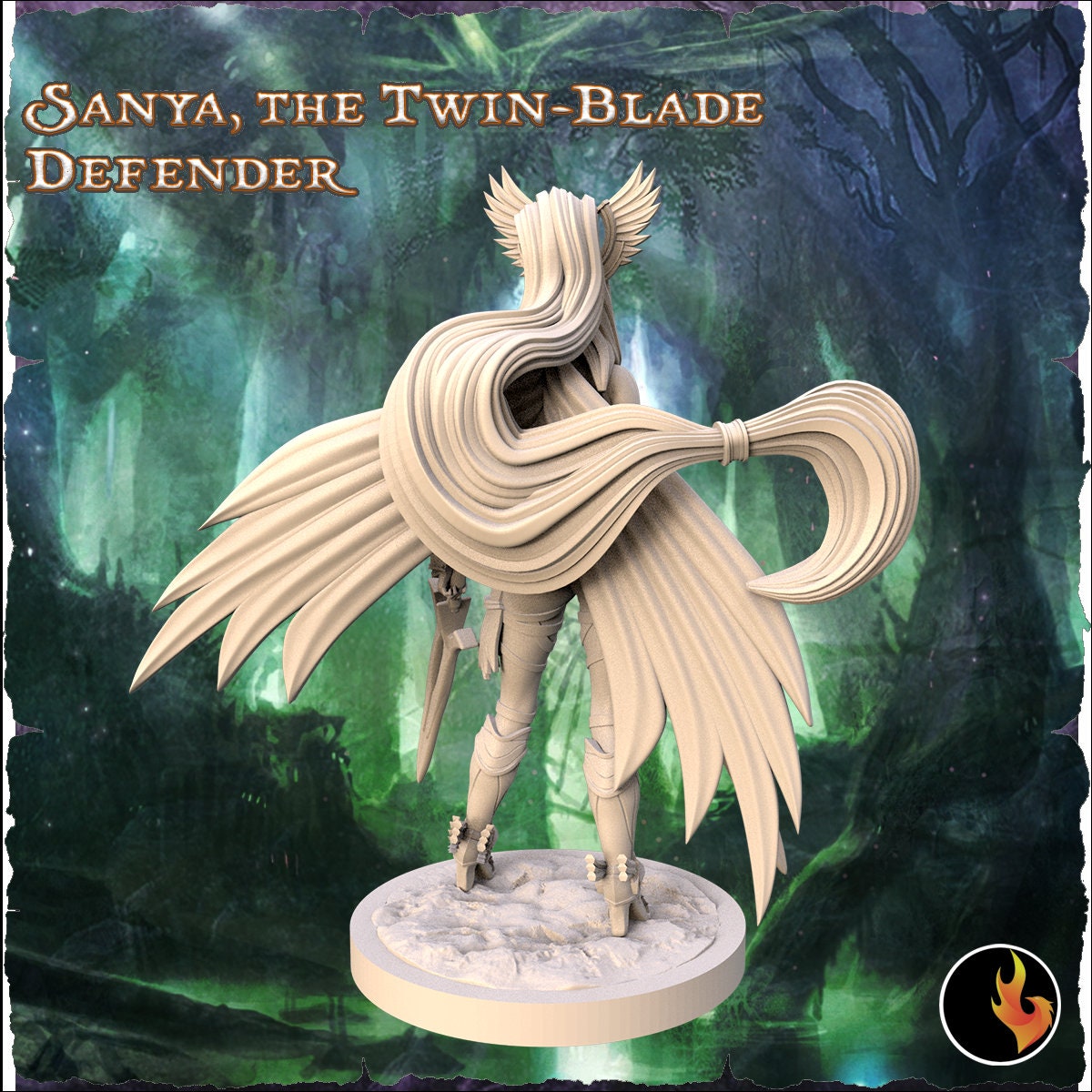 Sanya: Twin-Blade Defender 75mm Fantasy Fighter Miniature - Kickstarter Exclusive by Ravi Sampath