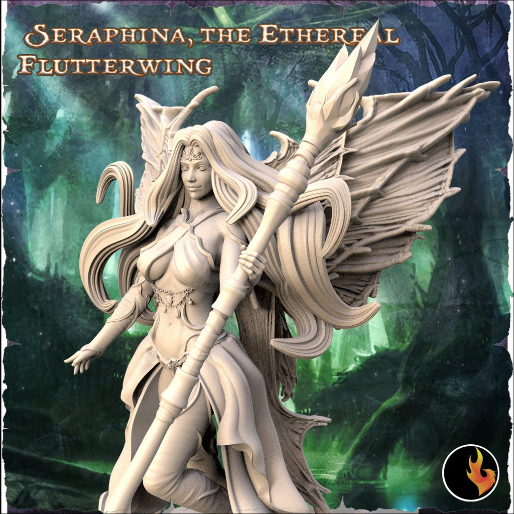 Seraphina Ethereal Flutterwing Fantasy Miniature | 75mm Resin Figure | Ravi Sampath Kickstarter