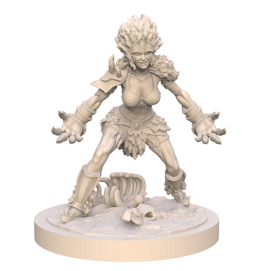 Sylva: Clawed Wildheard Shifter Fantasy Girl Miniature - 75mm Scale Resin Figure by Ravi Sampath