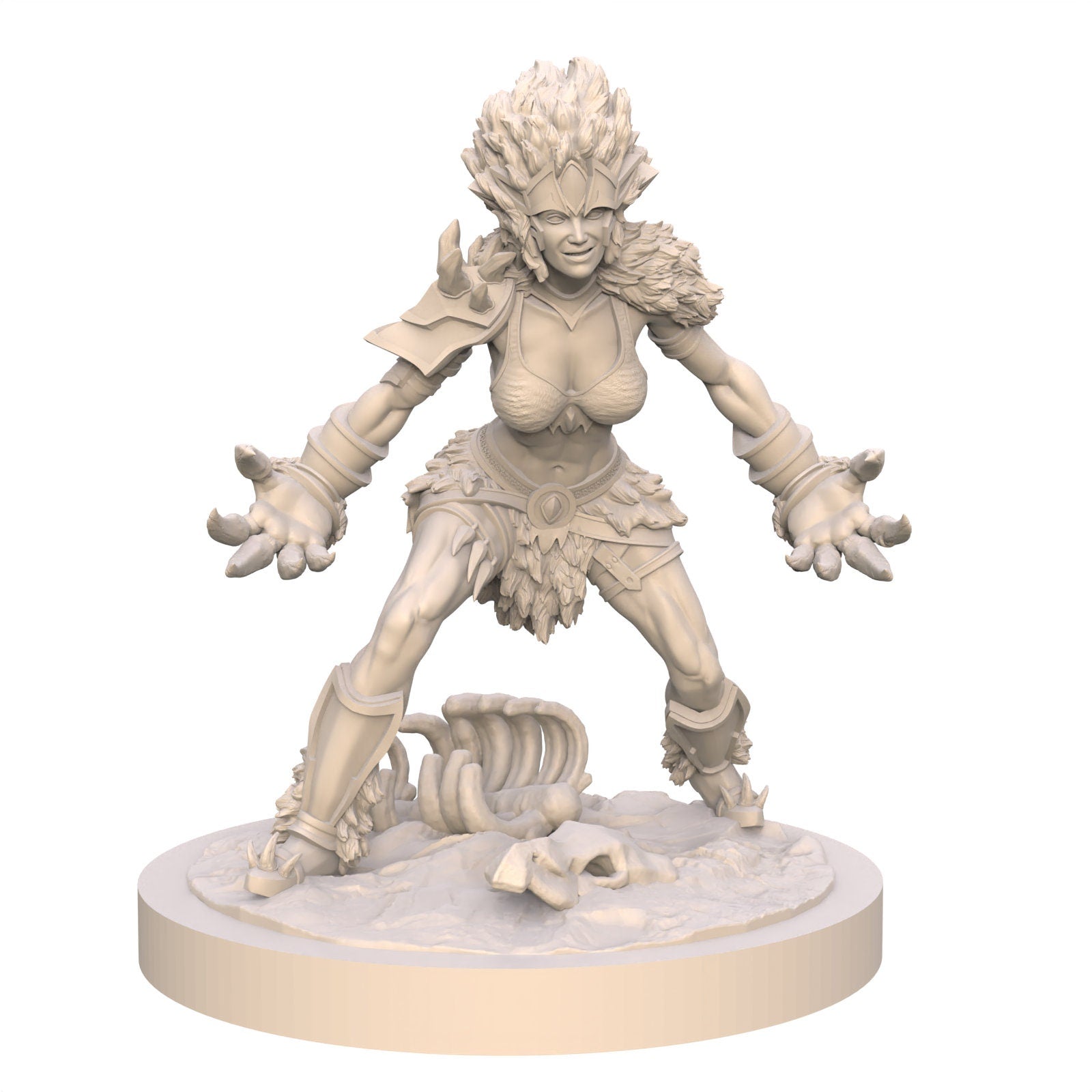 Sylva: Clawed Wildheard Shifter Fantasy Girl Miniature - 75mm Scale Resin Figure by Ravi Sampath