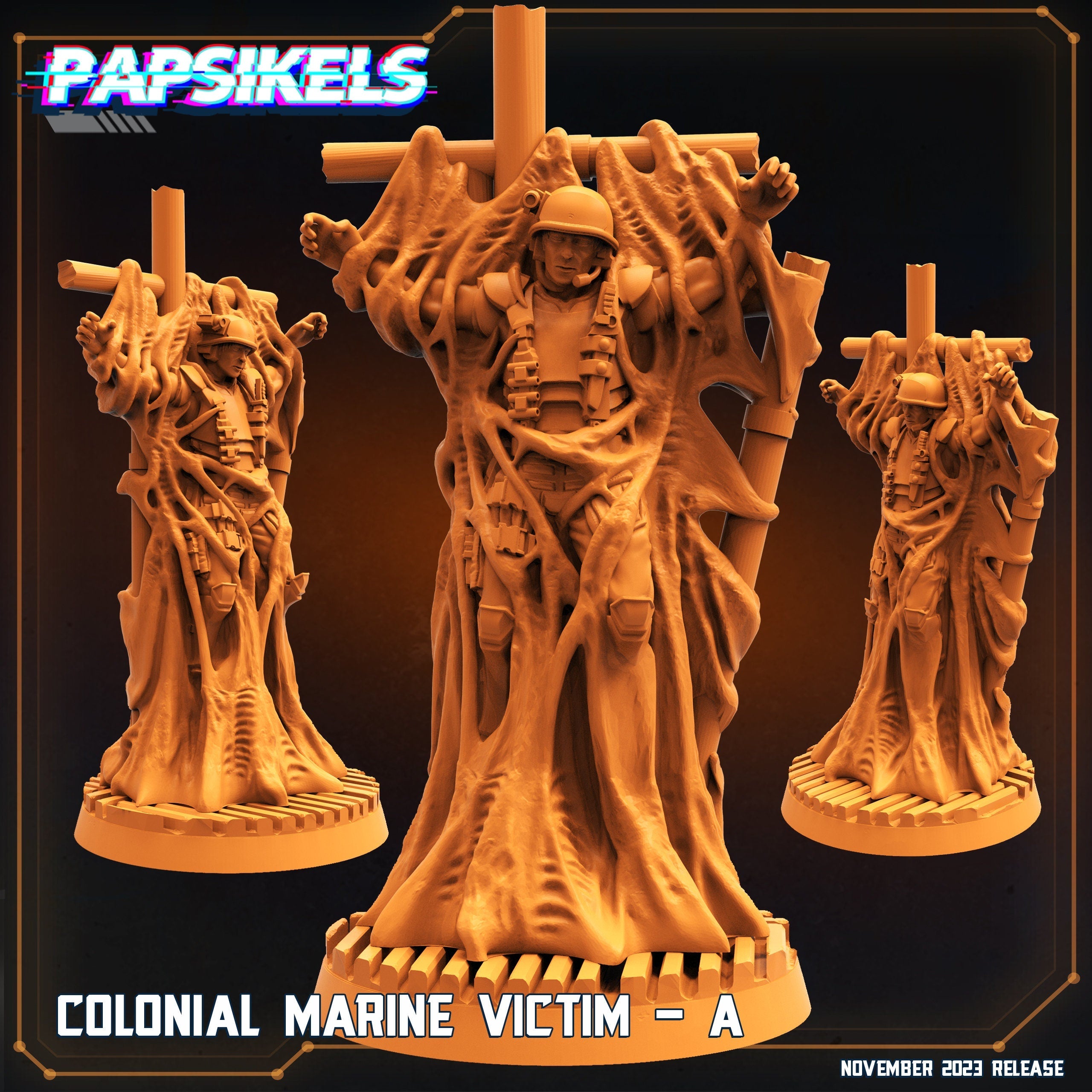 Sci-Fi Colonial Marine Victims: 32mm Miniatures for Aliens vs Humans Tabletop Gaming by Papsikels