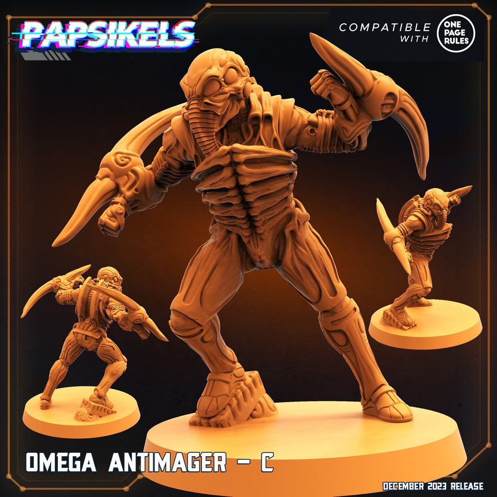 Omega Antimagers Resin Miniatures: 32mm Tabletop Figures for RPG, Sci-Fi, and Alien vs Human Battles