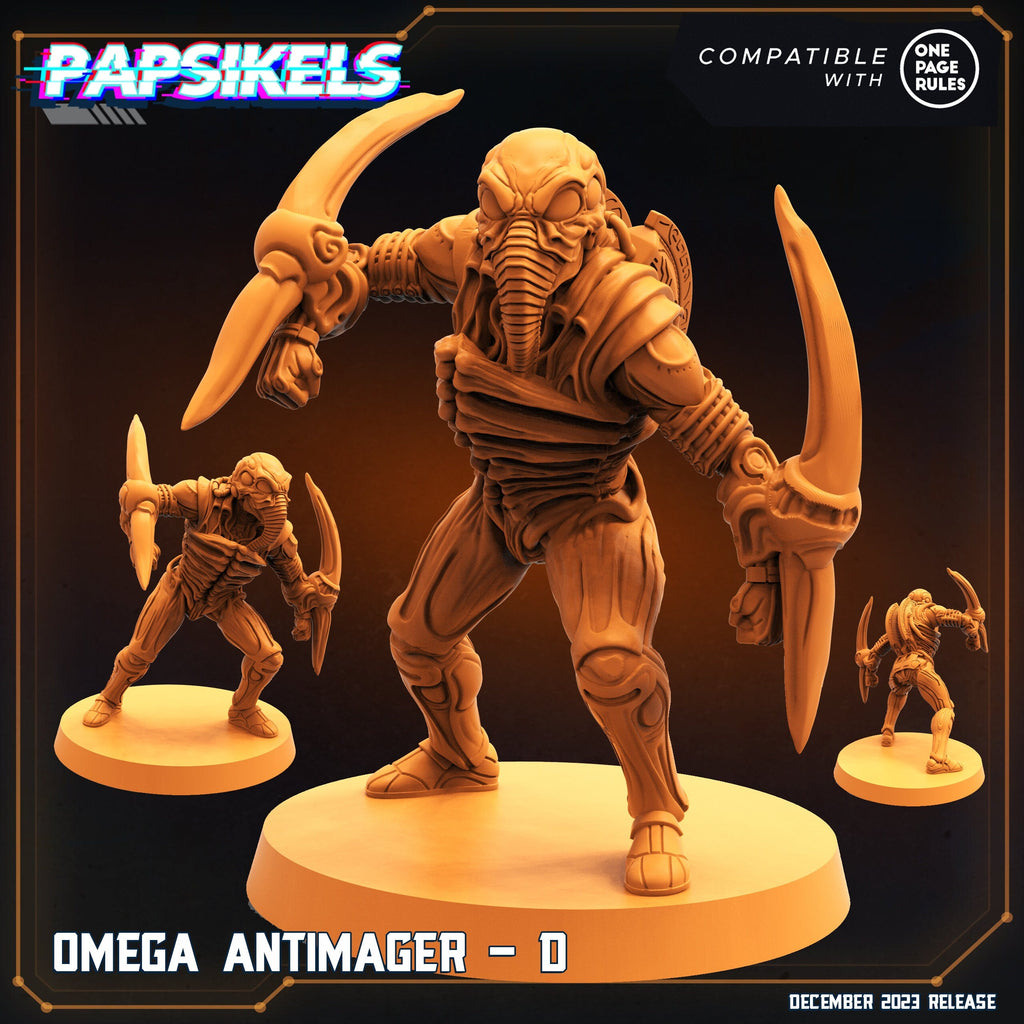 Omega Antimagers Resin Miniatures: 32mm Tabletop Figures for RPG, Sci-Fi, and Alien vs Human Battles