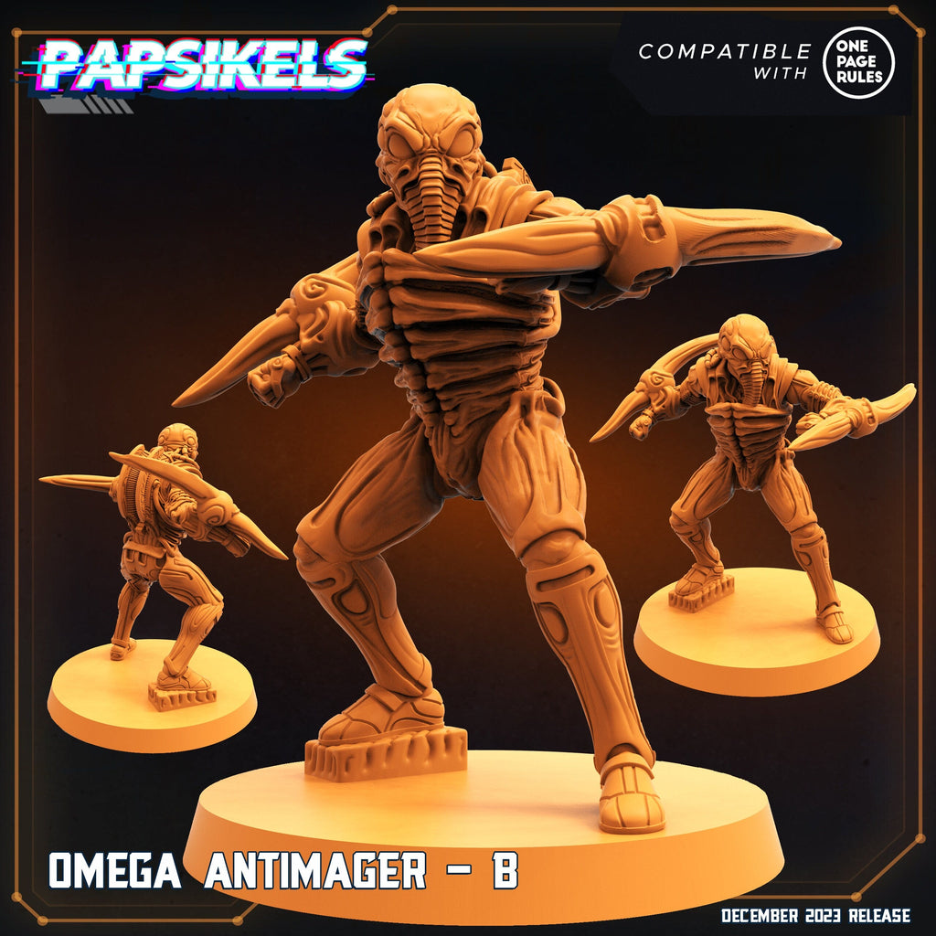 Omega Antimagers Resin Miniatures: 32mm Tabletop Figures for RPG, Sci-Fi, and Alien vs Human Battles