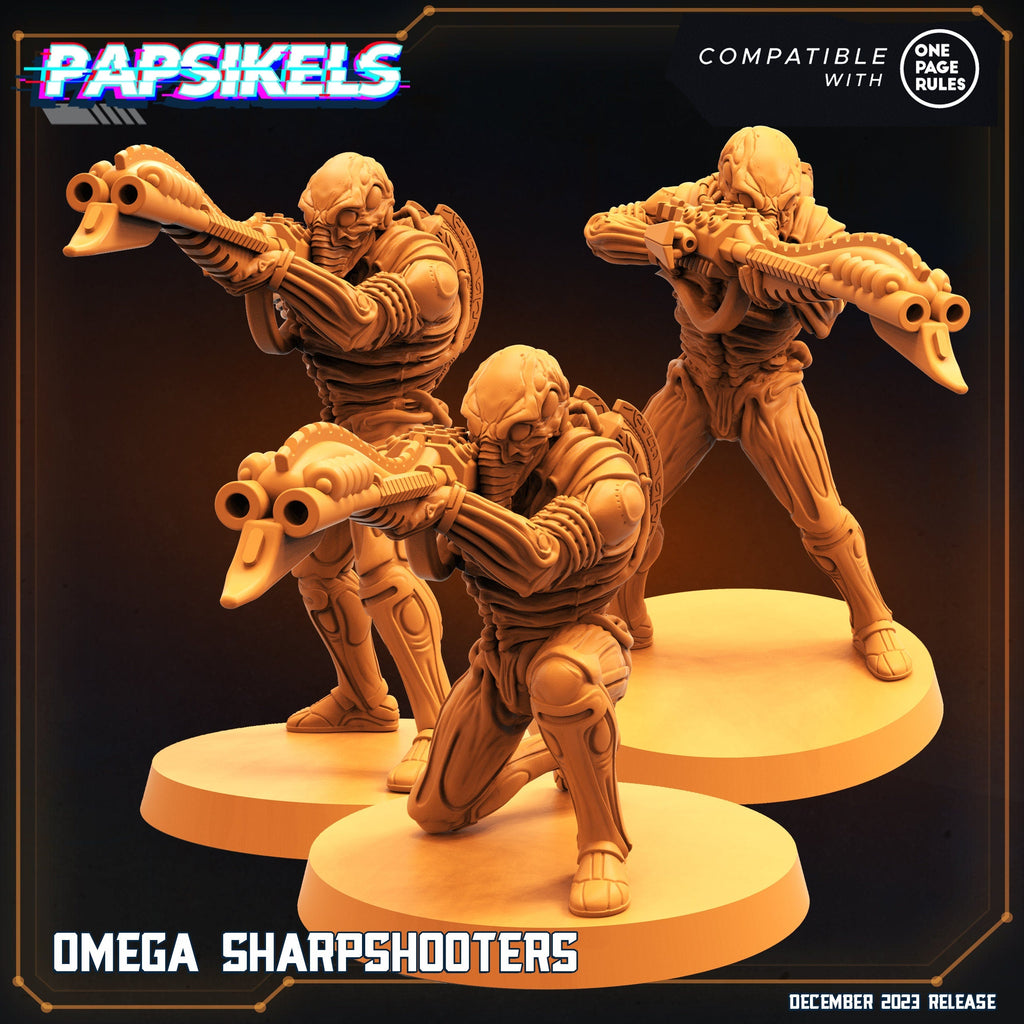 Omega Sharpshooters: 32mm Resin Tabletop Miniatures for RPG, Aliens vs Humans Wargaming
