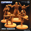 Omega Vanquishers: 32mm Resin Miniatures for Tabletop RPG - Alien vs Human Sci-Fi Figurines by Papsikels