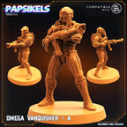 Omega Vanquishers: 32mm Resin Miniatures for Tabletop RPG - Alien vs Human Sci-Fi Figurines by Papsikels