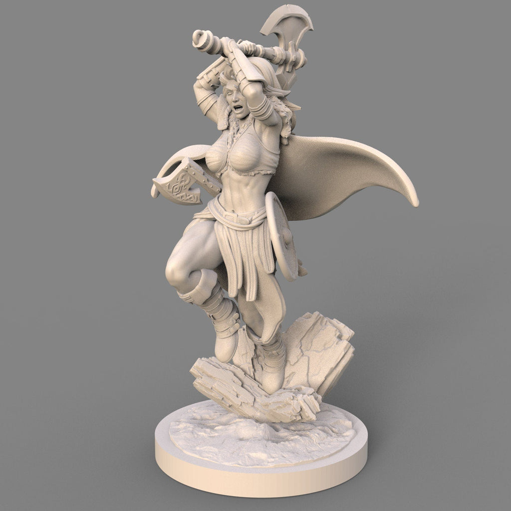 Astrid: Viking Axe-Wielding Stormbreaker Fantasy Miniature - 75mm Scale Resin Figure by Ravi Sampath