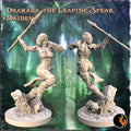 Drakana: Leaping Spear Maiden Barbarian Fantasy Figure - 75mm Scale Resin Miniature for Collectors