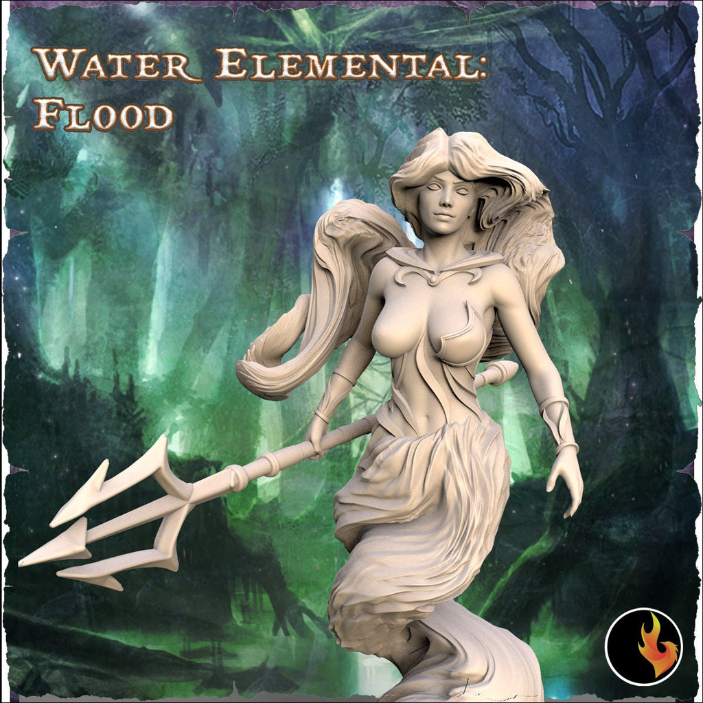 75mm Water Elemental Fantasy Girl Miniature - Resin Figurine for Collectors & Tabletop Gaming