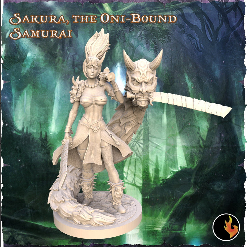 Sakura: Oni-Bound Samurai - 75mm Japanese Fantasy Girl Miniature for Collectors & Gamers