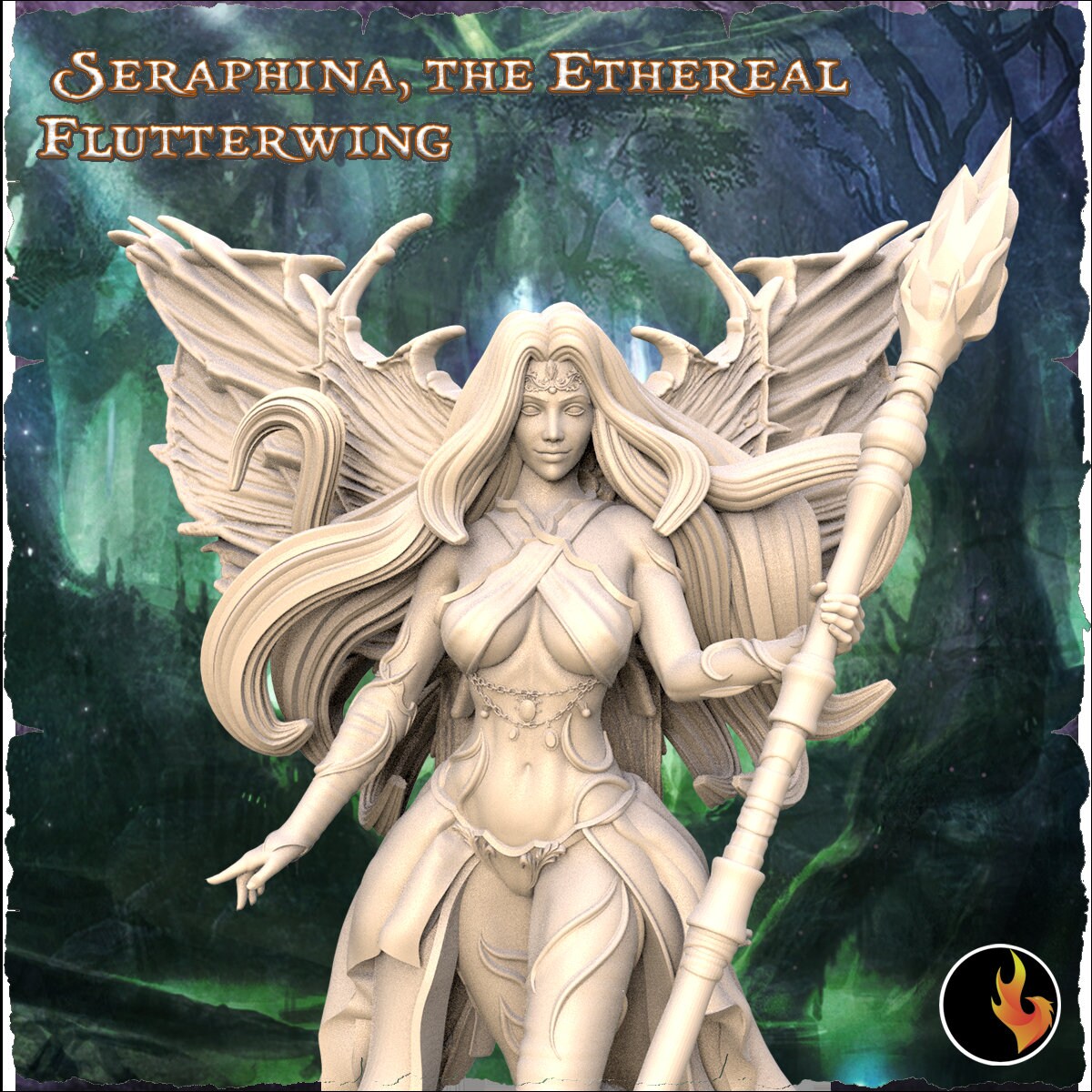 Seraphina Ethereal Flutterwing Fantasy Miniature | 75mm Resin Figure | Ravi Sampath Kickstarter