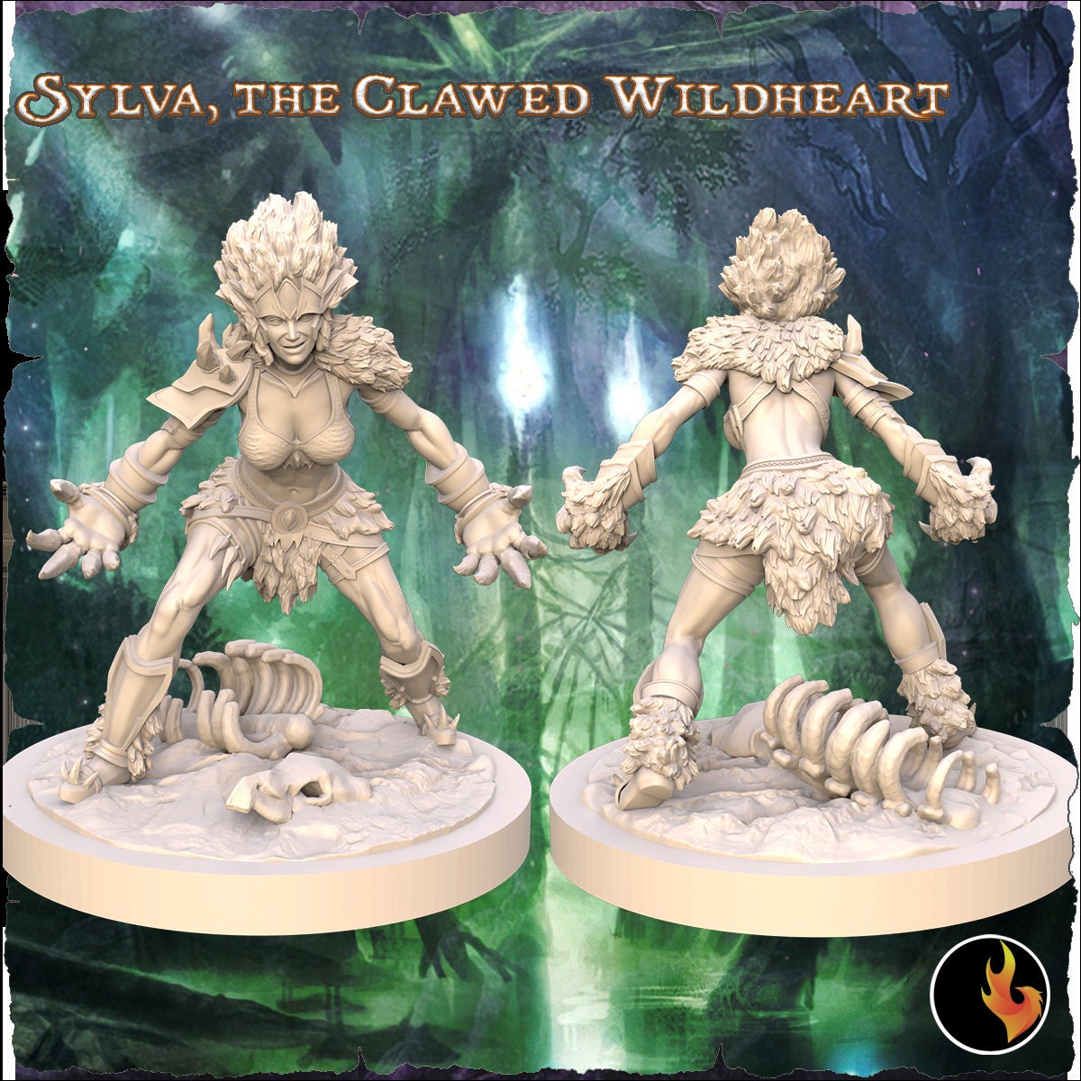 Sylva: Clawed Wildheard Shifter Fantasy Girl Miniature - 75mm Scale Resin Figure by Ravi Sampath
