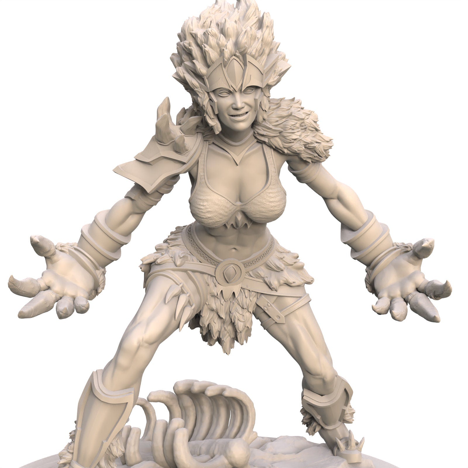 Sylva: Clawed Wildheard Shifter Fantasy Girl Miniature - 75mm Scale Resin Figure by Ravi Sampath