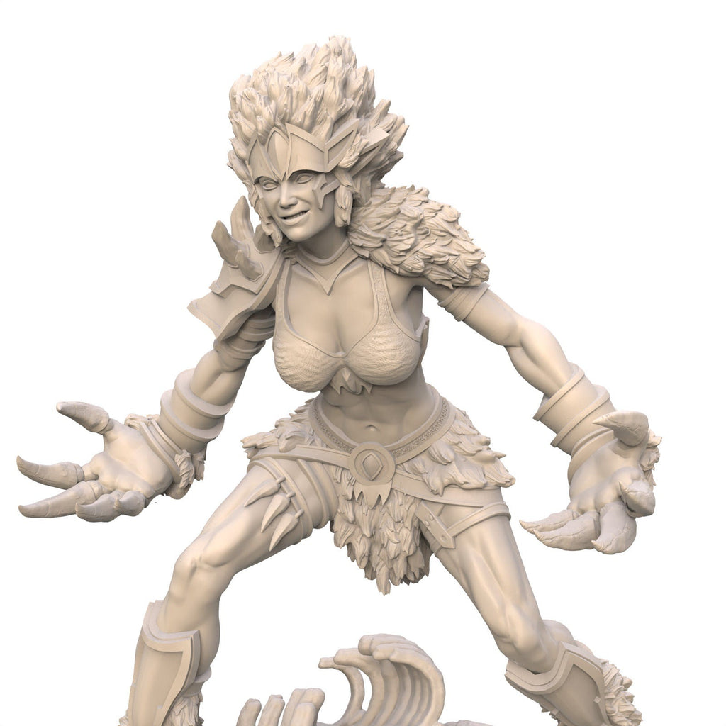 Sylva: Clawed Wildheard Shifter Fantasy Girl Miniature - 75mm Scale Resin Figure by Ravi Sampath