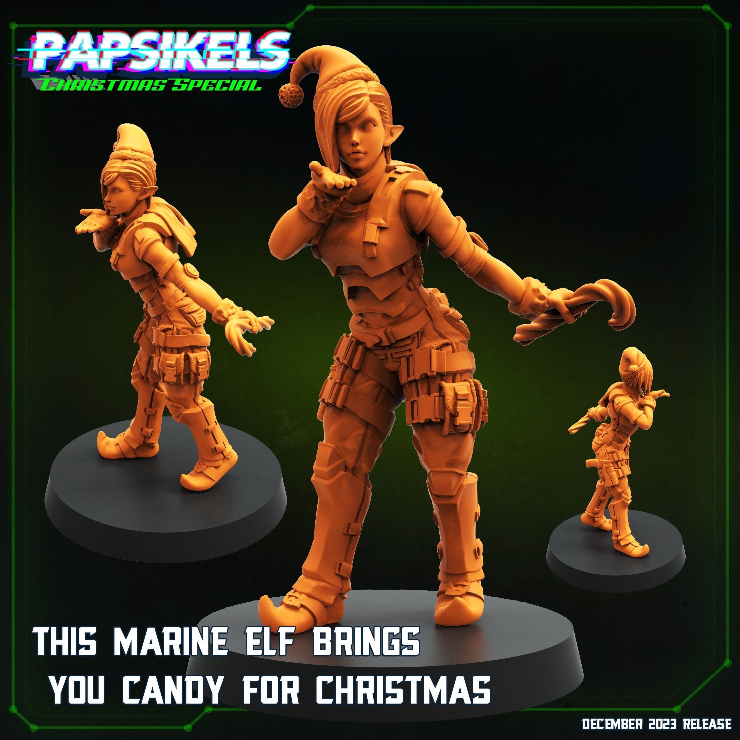 Aliens Colonial Marines Elf Miniature - 12 Days of Christmas Sculpt for Wargaming, RPG, 32mm Scale