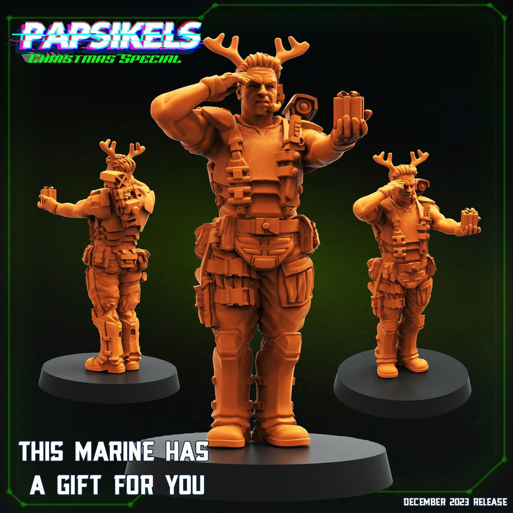 Aliens Colonial Marine This Marine Has A Gift For You Christmas Miniature: 32mm Wargaming Figurine for TTRPG Collectors