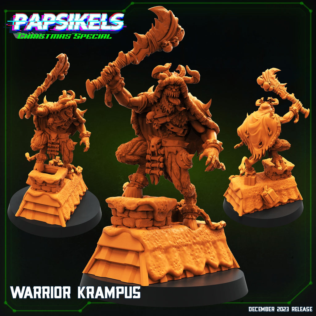 Warrior Krampus Miniature: 12 Days of Christmas Sculpt for Tabletop RPG, Wargaming, 32mm Scale
